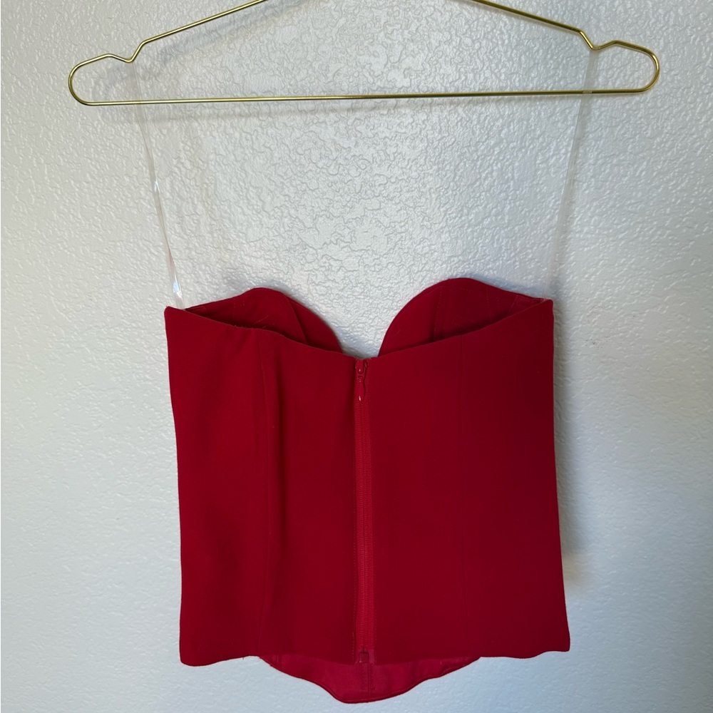 House of CB Red Strapless Corset Crop Top - Picture 3 of 6